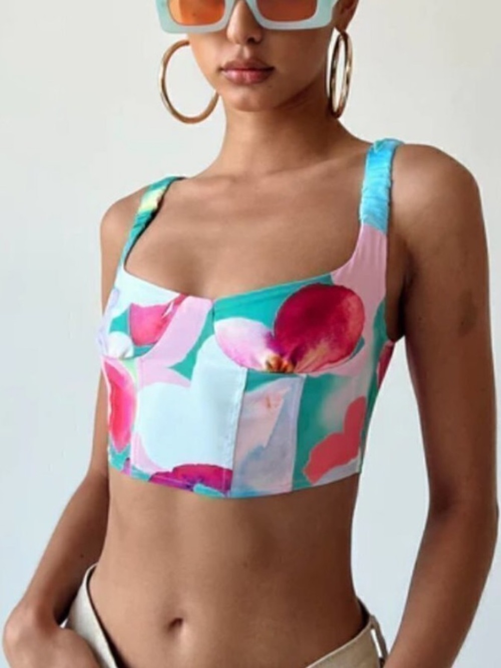 New Princess Polly Mikayle Floral Crop Top Corset Sz 4 Festival Tropical Party